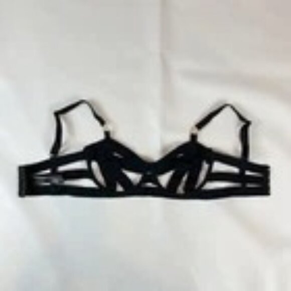 NWOT Victoria's Secret Bra 32DD Unlined Balconet Strappy Banded Black B920 - Picture 4 of 7